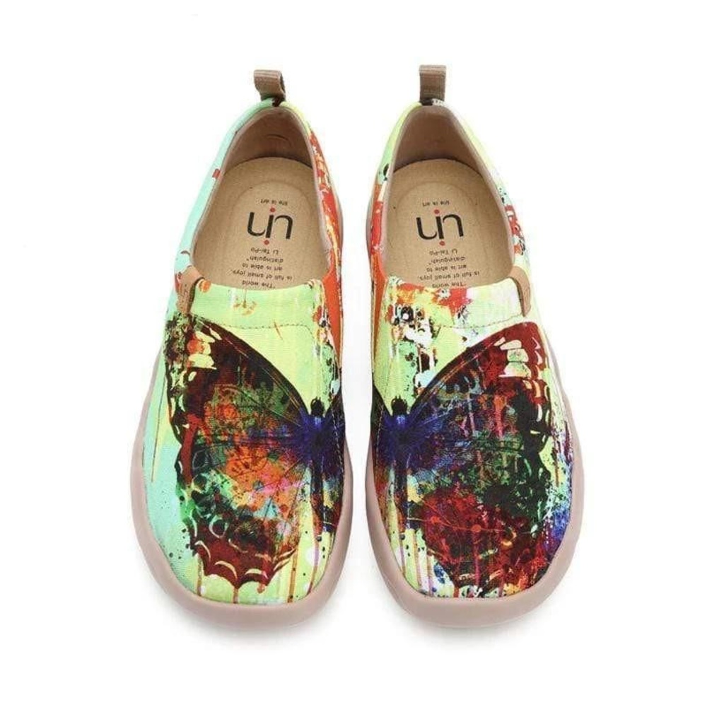 NWT UIN Slip On Shoes Canvas Comfortable Loafers Colorful Butterfly